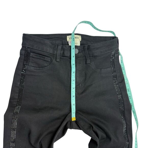 L'Agence Margot High Rise Skinny Jeans Black Rhinestone Tuxedo Side Stripe 25 - Picture 12 of 13